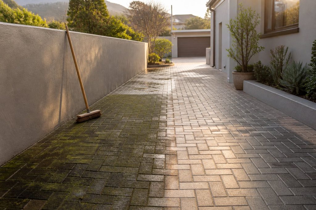 How to Clean Paving in Cape Town: Moss, Algae and Winter Black Marks