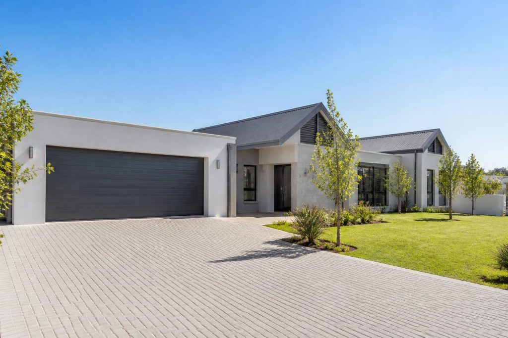Paved driveway and lawn at a Durbanville family home in the Northern Suburbs
